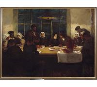 ZHAOSHAN De Célèbres Tableaux Paysage Toile Affiche Affiche De Arts la famille Sea Breton réunie autour d'une table par Charles Cottet Impression Peinture Huile Pour la Décoration Murale 60x90cm