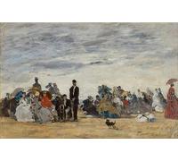 ZHAOSHAN De Célèbres Tableaux Paysage Toile Affiche Affiche De Arts La plage de Trouville par Eugène Louis Boudin Impression Peinture Huile Pour la Décoration de Bureau 60x90cm