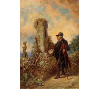 ZHAOSHAN De Célèbres Tableaux Paysage Toile Affiche Affiche De Arts le curé de campagne avec le bréviaire de Carl Spitzweg Impression Peinture Huile Pour la Décoration de Bureau 60x90cm