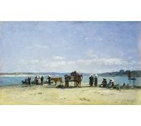 ZHAOSHAN De Célèbres Tableaux Paysage Toile Affiche Affiche De Arts les femmes de pêcheurs bretons d'Eugène Louis Boudin Impression Peinture Huile Pour la Décoration de la Chambre à Coucher 60x90cm