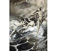 ZHAOSHAN De Célèbres Tableaux Paysage Toile Affiche Affiche De Arts les filles du Rhin obtiennent la possession de l'anneau par Arthur Rackham Pour la Décoration de la Chambre à Coucher 60x90cm
