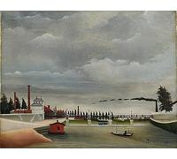ZHAOSHAN De Célèbres Tableaux Paysage Toile Affiche Affiche De Arts les quais de Seine d'Henri Rousseau Impression Peinture Huile Pour la Décoration Murale 60x90cm