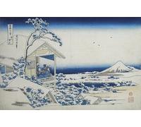 ZHAOSHAN De Célèbres Tableaux Paysage Toile Affiche Affiche De Arts Maison de thé à Koishikawa le matin après une chute de neige par Katsushika Hokusai Pour la Décoration de Bureau 60x90cm