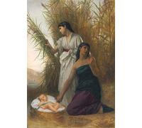 ZHAOSHAN De Célèbres Tableaux Paysage Toile Affiche Affiche De Arts Moïse dans les joncs par Elizabeth Jane Gardner Bouguereau Impression Peinture Huile Pour la Décoration de Bureau 60x90cm