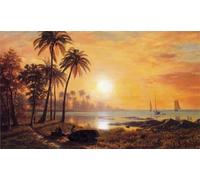 ZHAOSHAN De Célèbres Tableaux Paysage Toile Affiche Affiche De Arts Paysage tropical avec des bateaux de pêche dans la baie par Albert Bierstadt Pour la Décoration Murale 60x90cm