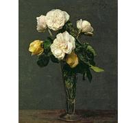 ZHAOSHAN De Célèbres Tableaux Paysage Toile Affiche Affiche De Arts Roses dans une flûte à boire par Ignace Henri Jean Fantin Latour Pour la Décoration de la Chambre à Coucher 60x90cm