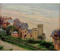 ZHAOSHAN De Célèbres Tableaux Paysage Toile Affiche Affiche De Arts Trouville la Plage et les Villas de Gustave Caillebotte Impression Peinture Huile Pour la Décoration de Bureau 60x90cm