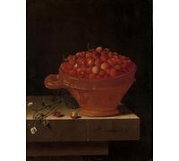 ZHAOSHAN De Célèbres Tableaux Paysage Toile Affiche Affiche De Arts un bol de fraises sur un socle en pierre par Adrian Coorte Impression Peinture Huile Pour la Décoration de Bureau 60x90cm