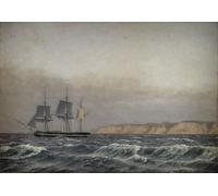 ZHAOSHAN De Célèbres Tableaux Paysage Toile Affiche Affiche De Arts Vue des falaises et d'une corvette par Christoffer Wilhelm Eckersberg Pour la Décoration de Bureau 60x90cm