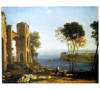 ZHAOSHAN De Célèbres Tableaux Paysage Toile Affiche Affiche De Arts Vue et le Cumean Si de Claude Lorrain Impression Peinture Huile Pour la Décoration de Bureau 60x90cm
