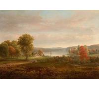 ZHAOSHAN De Célèbres Tableaux Paysage Toile Affiche Affiche De Arts Vue sur l'Hudson en automne par Doughty Impression Peinture Huile Pour la Décoration Murale 60x90cm