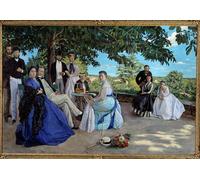 ZHAOSHAN Oeuvre Dimpression Wall Art Peintures Réunion de famille Portrait d'une famille bourgeoise française réunie dans un jardin par Jean Frederic Bazille Pour la Décoration de Bureau 60x90cm