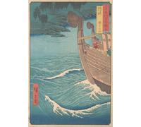 ZHAOSHAN Paysage Toile Affiche la province d'Oki du sanctuaire de Takihi à partir de la série Vues de lieux célèbres par Ando Hiroshige Pour la Décoration de la Chambre à Coucher 60x90cm