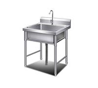 ZHAOSJ Évier de Cuisine Utilitaire en Acier Inoxydable, évier sur Pied Commercial, évier Portable avec Robinet, pour extérieur, intérieur, buanderie, Jardin, Restaurant (60 cm x 60 cm x 80 cm)