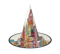 ZHAOUR 1 chapeau d'Halloween - Dessin animé Austin Texas imprimé sorcières décoration fête, cosplay, jeu de rôle, carnaval, déguisement, fournitures de bal masqué