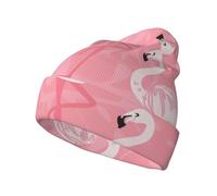 ZHAOUR Bonnet tricoté pour l'hiver - Bonnet avec motif imprimé classique noir, léger et élastique pour temps froid, Feuilles de palmier flamant rose, Taille unique