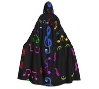 ZHAOUR Cape à capuche colorée avec imprimé musique pentatonique pour Halloween, fête adulte, carnaval, exposition BD, cosplay