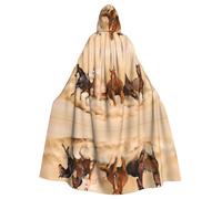 ZHAOUR Cape à capuche unisexe pour adulte - Cheval qui court dans le sable du désert tempête - Cape de costume de cosplay complète imprimée - Peignoir confortable et durable