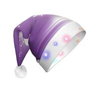 ZHAOUR Chapeau de Noël à LED pour adultes - Chapeau de Père Noël festif imprimé fleur de lotus violet, couvre-chef de vacances en peluche douce pour Noël, Nouvel An