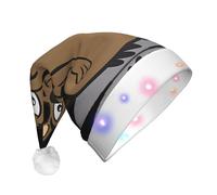 ZHAOUR Chapeau de Noël à LED pour adultes - Chapeau de Père Noël festif mignon imprimé castor en peluche douce pour Noël, Nouvel An