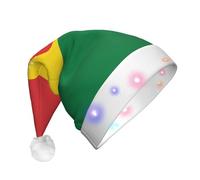 ZHAOUR Chapeau de Noël à LED pour adultes - Chapeau de Père Noël imprimé drapeau de Bolivie, couvre-chef de vacances en peluche douce pour Noël, Nouvel An