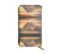 ZHAOUR Élégant portefeuille en cuir imprimé d'échecs international - Pochette légère à deux volets, plusieurs emplacements pour cartes et poche zippée pour pièces de monnaie, Pyramide égyptienne