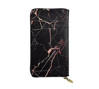ZHAOUR Élégant portefeuille en cuir imprimé d'échecs international - Pochette légère à deux volets, plusieurs emplacements pour cartes et poche zippée pour pièces de monnaie, Marbre or rose noir