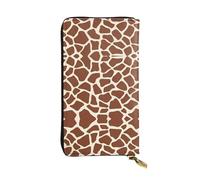 ZHAOUR Élégant portefeuille en cuir imprimé ours blanc marron - Pochette légère à deux volets, plusieurs emplacements pour cartes et poche zippée pour pièces de monnaie, Imprimé girafe (1), Taille