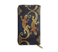 ZHAOUR Élégant portefeuille en cuir imprimé ours blanc marron - Pochette légère à deux volets, plusieurs emplacements pour cartes et poche zippée pour pièces de monnaie, Gecko Lézards, Taille unique