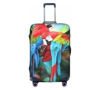 ZHAOUR Housse de protection pour valise - Élastique - Deux perroquets colorés - Accessoires de voyage pour voyages d'affaires, blanc, S