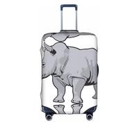 ZHAOUR Housse de Protection Valise - Élastique Animal Rhino Imprimé Bagages Accessoires de Voyage pour Voyage D'affaires, blanc, L