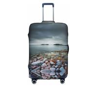 ZHAOUR Housse de Protection Valise - Élastique Beach Stone Print Bagages Accessoires Voyage Voyage pour Voyage D'affaires, blanc, XL