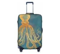 ZHAOUR Housse de Protection Valise - Élastique Octopus Doré Imprimé Bagages Accessoires Voyage, blanc, S