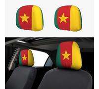 ZHAOUR Lot de 2 housses d'appui-tête de voiture universelles imprimées drapeau du Cameroun - Doux, respirant et tendance pour camionnettes, SUV, camions