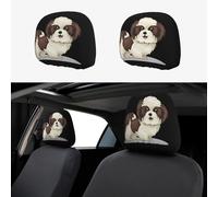 ZHAOUR Lot de 2 housses universelles pour appuie-tête de voiture Shih Tzu - Doux, respirant et tendance pour camionnettes, SUV, camions