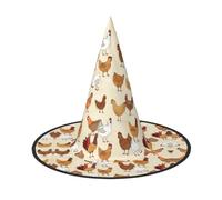 ZHAOUR Lot de 3 chapeaux d'Halloween - Une couvée de poulets imprimés sorcières décoration fête, cosplay, jeu de rôle, carnaval, déguisement, fournitures de bal masqué