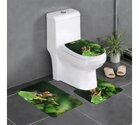 ZHAOUR Lot de 3 tapis de salle de bain en forme de U en flanelle pour salle de bain, coiffeuse et coiffeuse - Motif grenouille de la paix