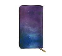 ZHAOUR Portefeuille élégant en cuir imprimé basket-ball - Pochette légère à deux volets, plusieurs emplacements pour cartes et poche zippée pour pièces de monnaie, Univers avec étoiles et galaxie