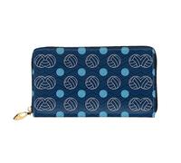 ZHAOUR Portefeuille en cuir imprimé biscuits et pépites de chocolat - Longue pochette pour femme, portefeuille fin et léger à deux volets, porte-cartes, Volleyball bleu., One Size