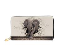 ZHAOUR Portefeuille en cuir imprimé biscuits et pépites de chocolat - Longue pochette pour femme, portefeuille fin et léger à deux volets, porte-cartes, Éléphant mural cassé., One Size