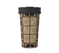 ZHAOUR Rustic Lodge Print Carry Mug à café isotherme - Gobelet de voyage de 500 ml avec couvercle à rabat, tasse en acier inoxydable double couche