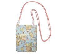 ZHAOUR Sac à bandoulière universel noir pour téléphone - Sac à main léger imprimé carte du monde, parfait pour le shopping et les activités de plein air, rose, Taille unique