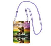 ZHAOUR Sac à bandoulière universel noir pour téléphone - Sac à main léger imprimé éléphant d'Afrique, parfait pour le shopping et les activités de plein air, violet, Taille unique