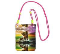 ZHAOUR Sac à bandoulière universel noir pour téléphone - Sac à main léger imprimé éléphant d'Afrique, parfait pour le shopping et les activités de plein air, Fuchsia, Taille unique