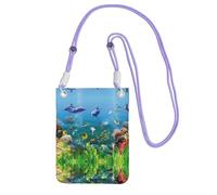 ZHAOUR Sac à bandoulière universel noir pour téléphone - Sac à main léger imprimé monde marin, parfait pour le shopping et les activités de plein air, violet, Taille unique