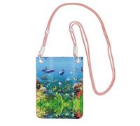 ZHAOUR Sac à bandoulière universel noir pour téléphone - Sac à main léger imprimé monde marin, parfait pour le shopping et les activités de plein air, rose, Taille unique