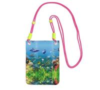 ZHAOUR Sac à bandoulière universel noir pour téléphone - Sac à main léger imprimé monde marin, parfait pour le shopping et les activités de plein air, Fuchsia, Taille unique