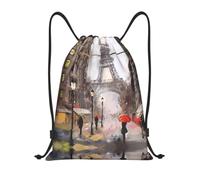 ZHAOUR Sac à dos imprimé Rainy Street In Paris avec cordon de serrage réglable, Noir , M, Classique