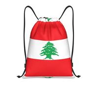 ZHAOUR Sac à dos réglable avec cordon de serrage imprimé drapeau du Liban, Noir , S, Classique