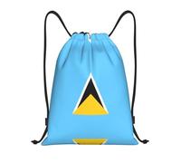 ZHAOUR Sac de gym avec cordon de serrage - Motif drapeau de Sainte-Lucie - Sac à dos pour yoga, danse, voyage et plus encore - Bretelles réglables, Noir , S